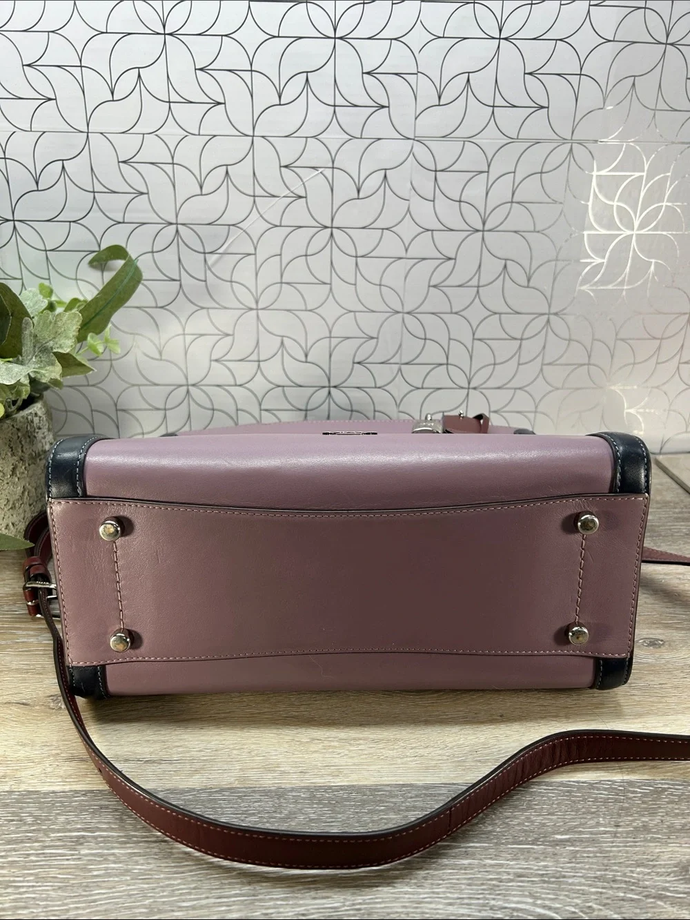 Coach purple and Burgundy Leather Satchel